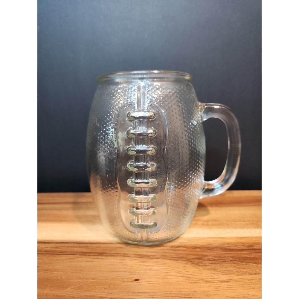 Home Essentials Large Glass Football Mug  6" With Handle NFL  NCAA
